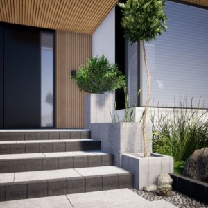 Donica_Tigela NOWOŚĆ Jak zaprojektować aranżację strefy wejściowej w stylu nowoczesnym? Minimalistyczne, o prostych bryłach, z dużymi powierzchniami przeszklonymi na elewacji – tak prezentuje się większość domów zbudowanych w stylu nowoczesnym